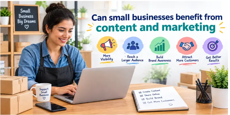 Content and Marketing: How They Work Together to Grow a Business Small business owner using content and marketing strategies to attract customers and grow a business.