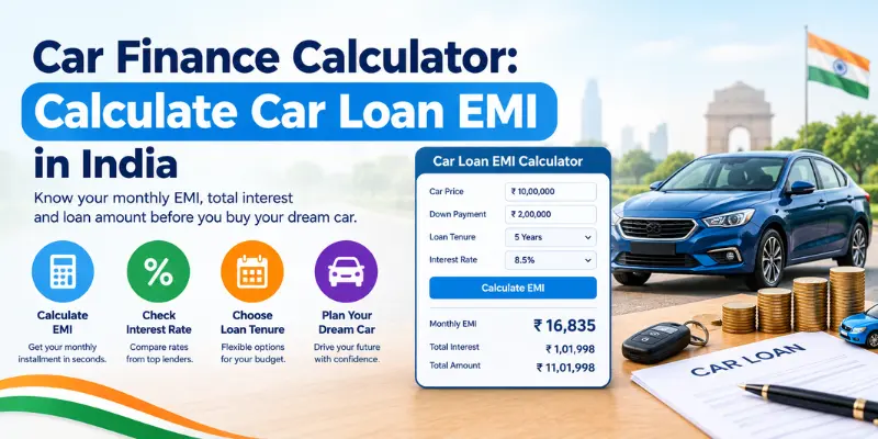 Car finance calculator showing car loan EMI calculation in India