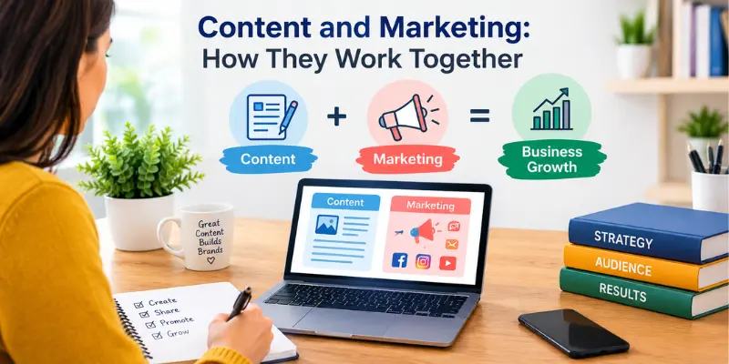 Content and Marketing: How They Work Together to Grow a Business Content and marketing working together to attract audiences and achieve business goals.