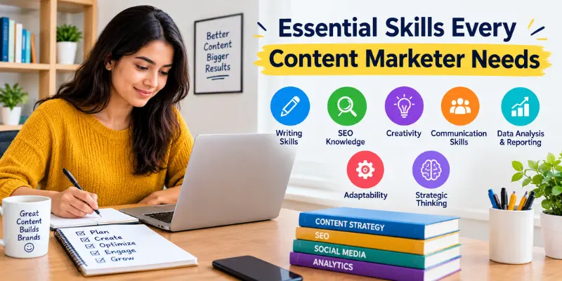 Content Marketers: Roles, Skills, and Business Impact Content marketer using writing, SEO, audience research, and analytics skills to develop an effective marketing strategy.