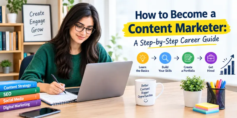 How to Become a Content Marketer: A Step-by-Step Career Guide for aspiring marketing professionals.