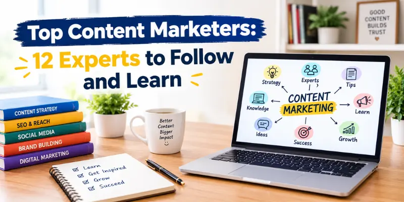 Top Content Marketers: 12 Experts to Follow and Learn From in 2026 Twelve leading content marketing experts known for their insights into content strategy, SEO, and audience growth.